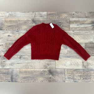 Abercrombie & Fitch red crew neck cable knit sweater. Medium.